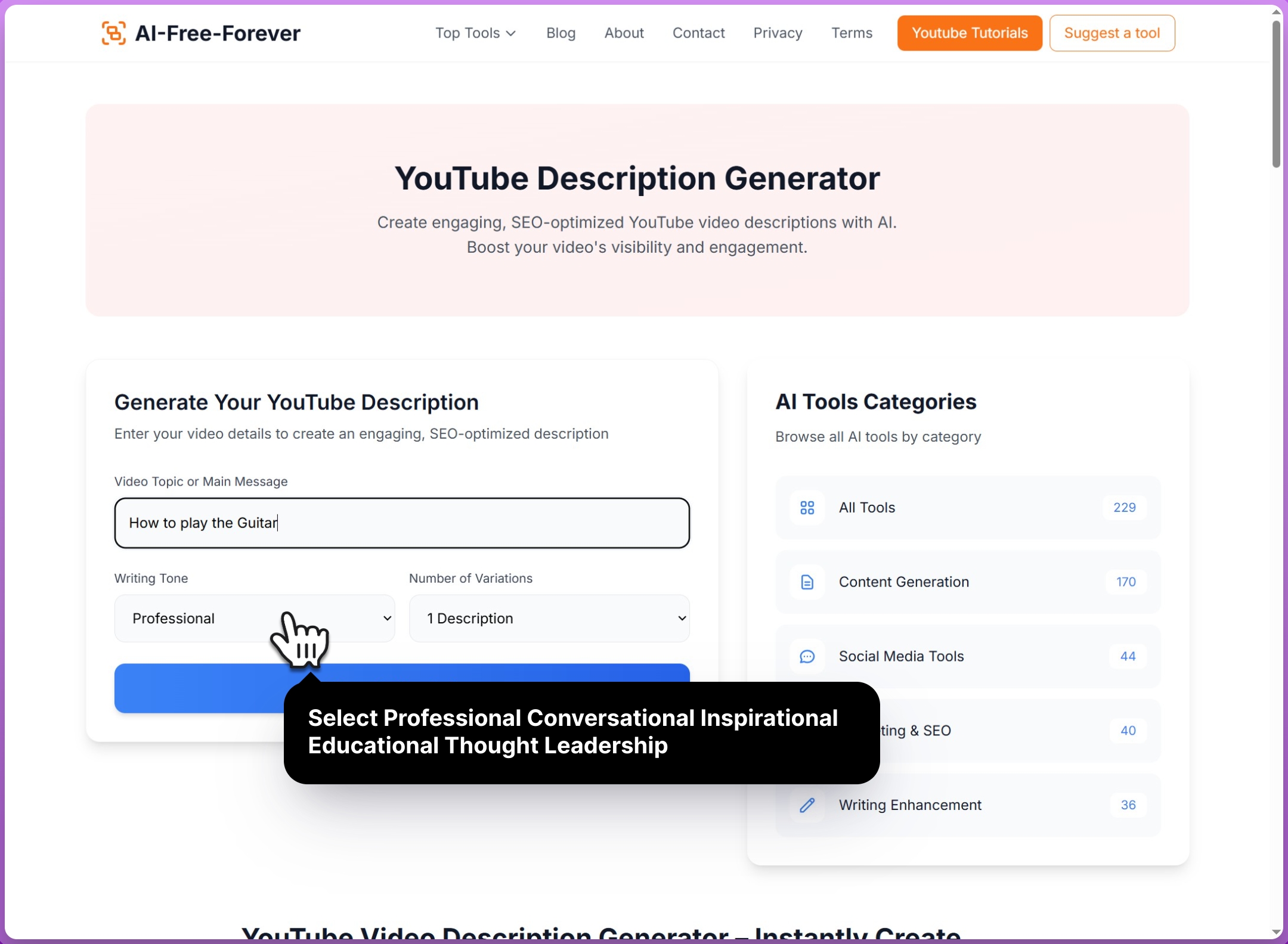 Step 2: Select options and settings for your content